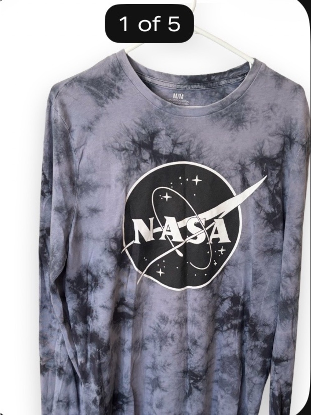 Long Sleeve Tie-Dye Tee in Gray and Black